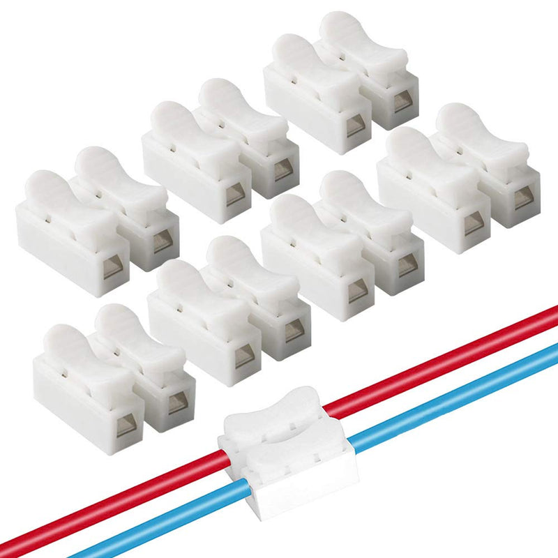 [Australia - AusPower] - FULARR 68Pcs CH2 Premium Spring Wire Connectors, Quick Spring Connector, Electrical Cable Clamp Terminal Block Connector, LED Strip Light Wire Connecting –– White 