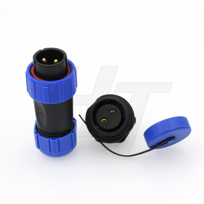 [Australia - AusPower] - HangTon HE21 2 Pin Connector 30A 500V Cable Male Plug Panel Mount Socket LED Power, Waterproof Aviation Circular Connector (Solder) solder 