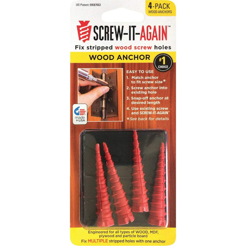 [Australia - AusPower] - Screw-it-Again 1/4 in. Dia. x 2 in. L Polypropylene Hex Head Wood Anchor 4 pk - Total Qty: 1; Each Pack Qty: 4; Total Items Rec: 4 