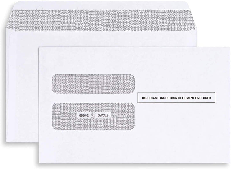 50 Envelopes for W-2, Double Window Self- Seal Security Envelopes, for W-2, Tax Envelope for W-2 Tax Forms, Pack of 50