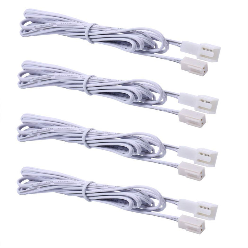 Flexible Extendable Cables for Aiboo RF Wireless Control LED Under Cabinet Lighting Kit Black Cord 1.5m (60 inch) Extension Cords (2 pins White Cord,4 Packs) 2-pin white cable