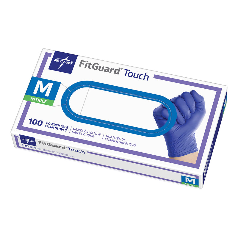 [Australia - AusPower] - Medline FitGuard Touch Nitrile Exam Gloves, Disposable, Powder-Free, Cobalt Blue, Medium, Box of 100 Medium (Pack of 100) 