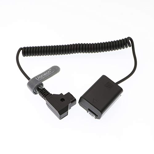 Uonecn NP-FW50 Dummy Battery to D-Tap Coiled Power Cable, 8V Camera Power Cord for Sony Alpha a7 a7R a7S a7II A6000 Series Cameras, 12-36in/30-90cm