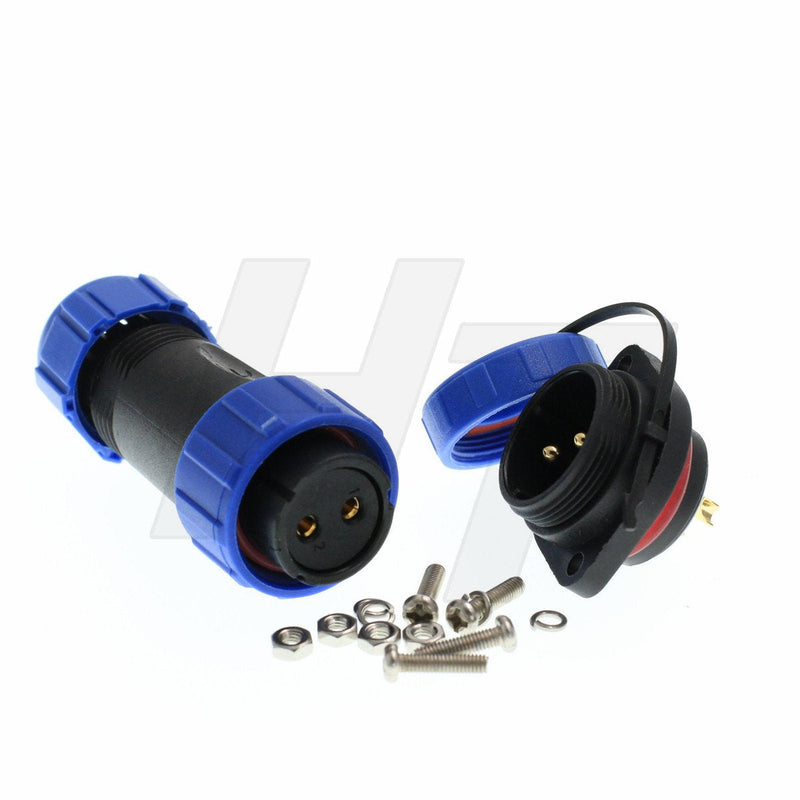 [Australia - AusPower] - HangTon HE21 2 Pin Power Connector Waterproof Aviation Female Cable Plug Male Panel Mount Socket (1 Set) 1 set 