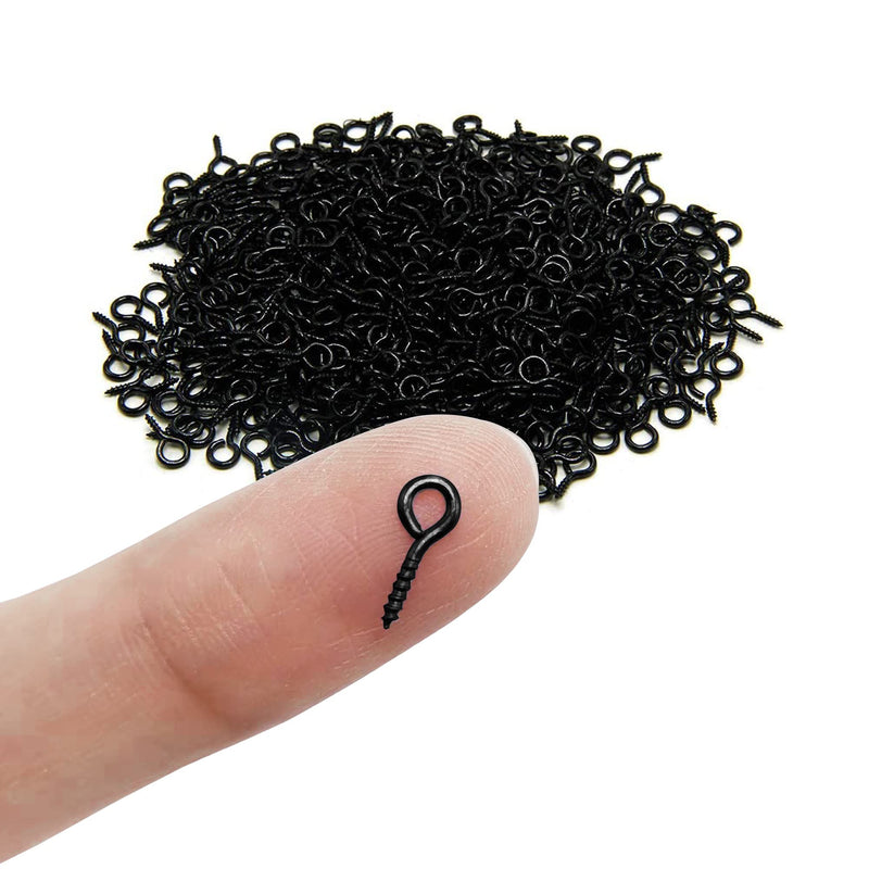 [Australia - AusPower] - Eye Screw Pins for Jewelry Making Findings Mini Metal Eye Hooks 300 Pieces Zinc Plated (Black) Self Tapping Eyelets O Ring Hanging DIY Projects Crafts Arts Wine Cork Charm Bead 12mm x 6mm 00#(300PCS) Black 