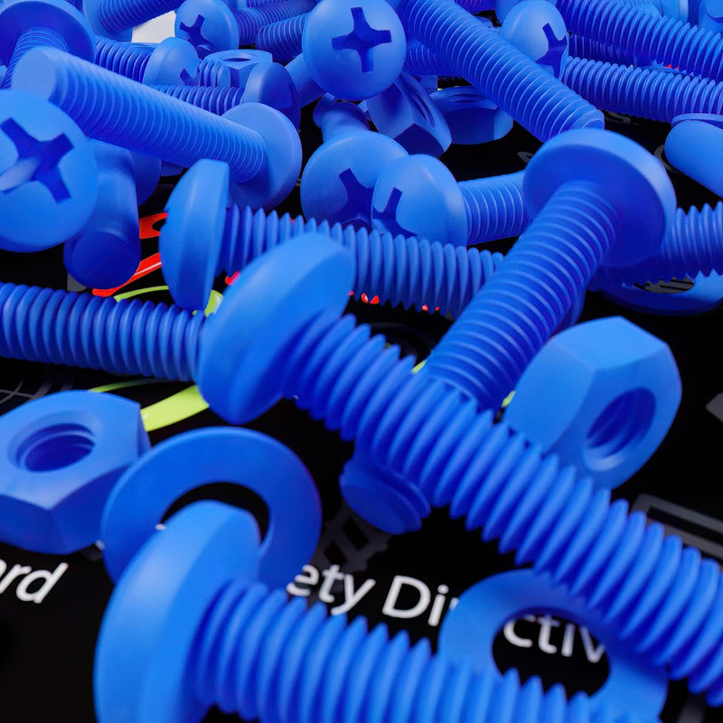 [Australia - AusPower] - 20 x Blue Pan Head Screws Polypropylene (PP) Plastic Nuts and Bolts, M4 x 20mm, Washers, (5/32 x 25/32 in) 
