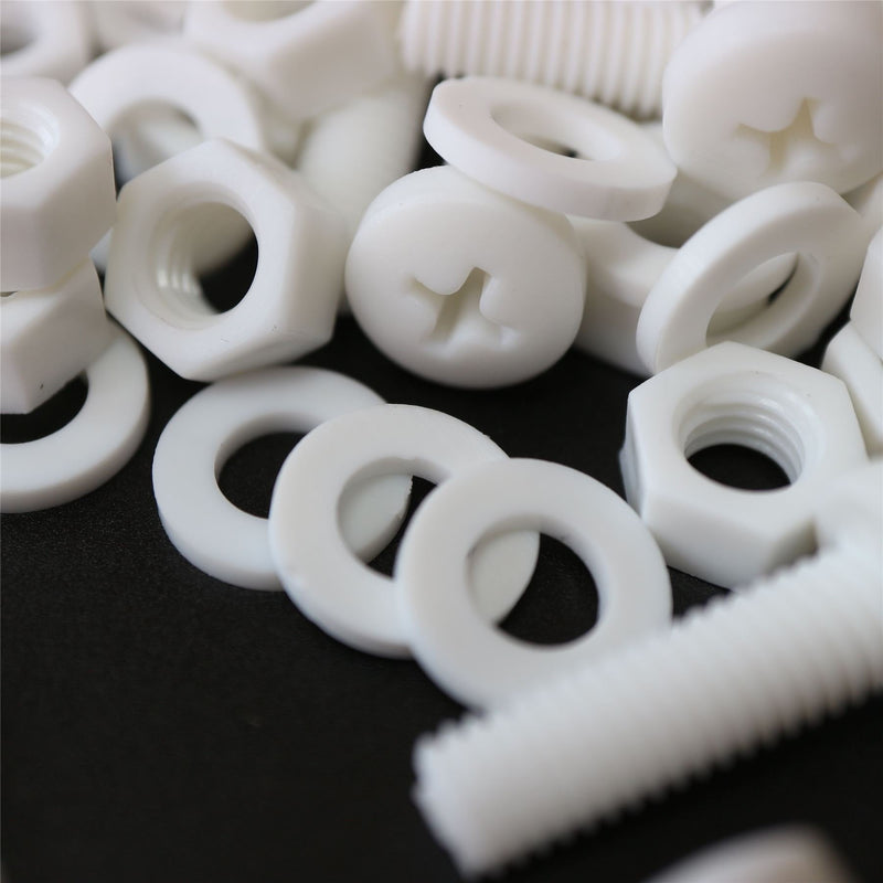 [Australia - AusPower] - 20 x White Pan Head Screws Polypropylene (PP) Plastic Nuts and Bolts, Washers, M6 x 20mm, 15/64 x 25/32 