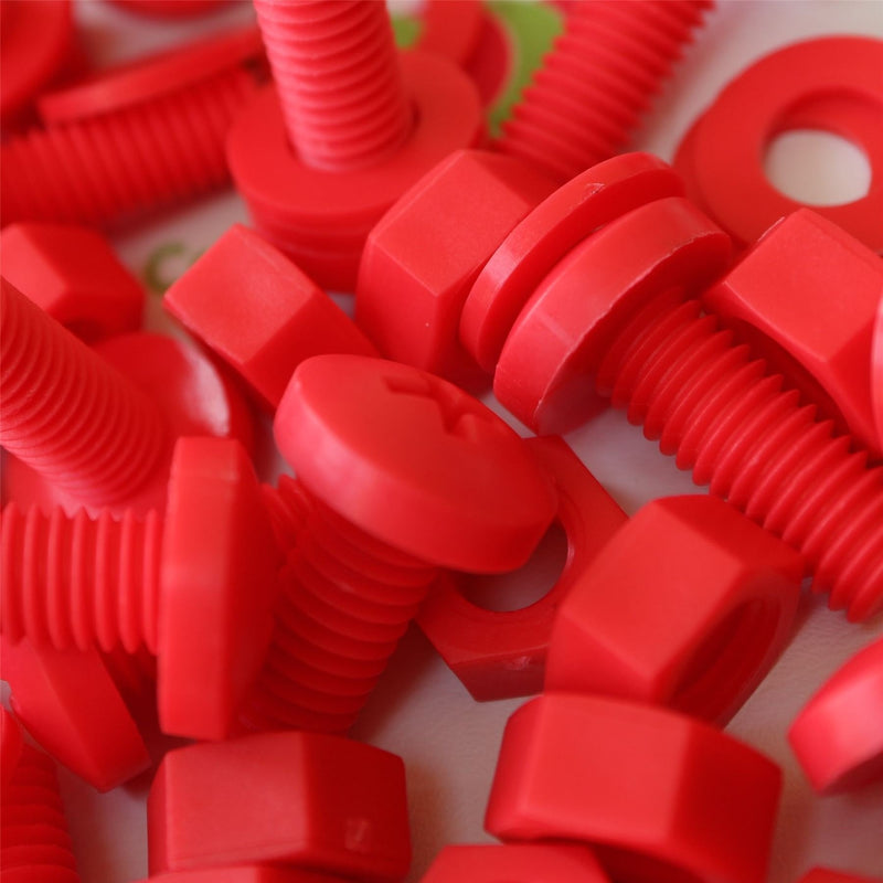 [Australia - AusPower] - 20 x Red Pan Head Screws Polypropylene (PP) Plastic Nuts and Bolts, M8 x 20mm, Washers, 5/16 x 25/32 