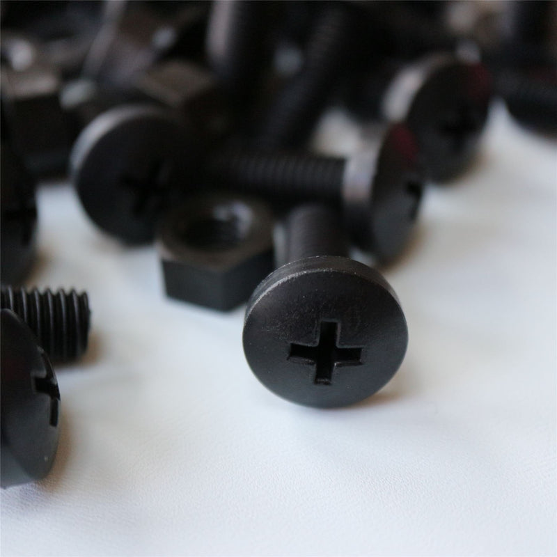 [Australia - AusPower] - 20 x Black Pan Head Screws Polypropylene (PP) Plastic Nuts and Bolts, M8 x 20mm, Washers, (5/16 x 25/32 in) 