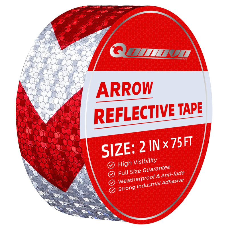 Red White Arrow High Visibility Reflective Tape 2 inch x 75 feet Self-Adhesive Tape Conspicuity Safety Warning Tape ‎2 IN X 75 FT Red & White