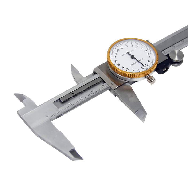 Wisamic 0-150 mm Calliper Dial Calliper Reading 0.02 mm | Precise caliper made of stainless steel, battery-free, ideal for main nozzles, mini drills and precision engineering.