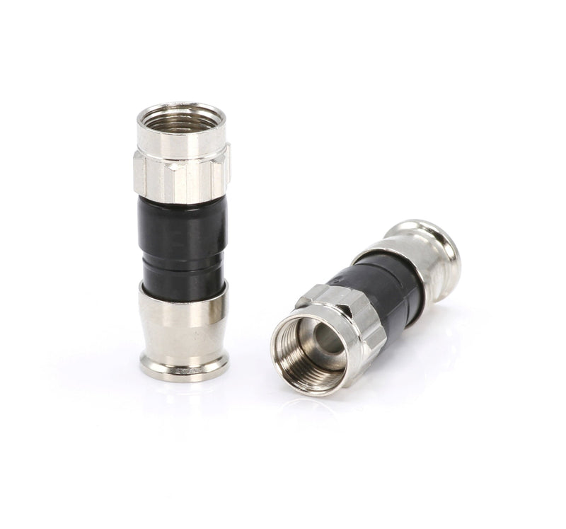 [Australia - AusPower] - Coaxial Cable Compression Fitting - 25 Pack - Connector - for RG59 Coax Cable - with Weather Seal O Ring and Water Tight Grip Silver 