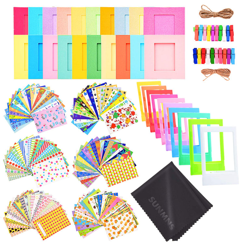 [Australia - AusPower] - Colorful Bundle Kit Accessories Set Compatible with Instax Mini 12 11 9 8 90 70 Camera, Accessory Include Film Stickers, Desk Frames, Hanging Frame 
