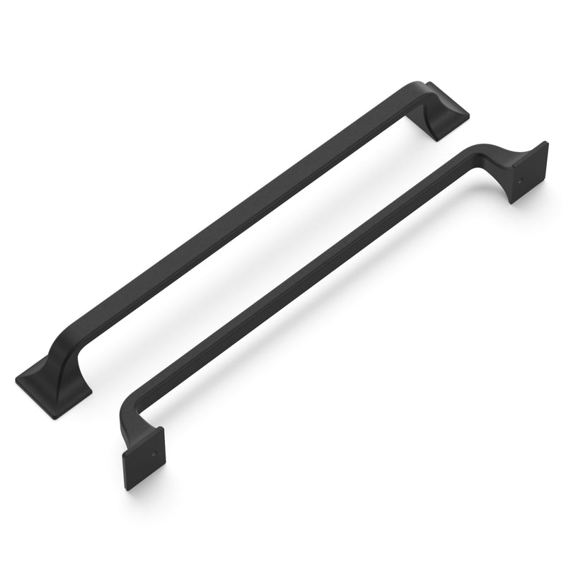 Hickory Hardware 1 Pack Solid Core Kitchen Cabinet Pulls, Luxury Cabinet Handles, Hardware for Doors & Dresser Drawers, 8-13/16 Inch (224mm) Hole Center, Black Iron, Forge Collection 8-13/16 Inch Center to Center