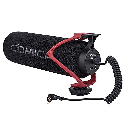 COMICA CVM-V30 LITE Video Microphone,Super-Cardioid Condenser On-Camera Shotgun Microphone for Canon Nikon Sony Panasonic DSLR Cameras,Mic for iPhone Android Smartphone with 3.5mm Jack(Red) Red