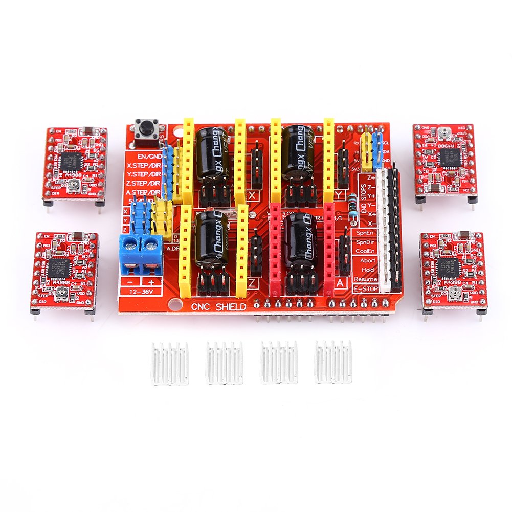 CNC Shield Expansion Board V3.0 + 4Pcs A4988 Stepper Motor Driver for Engraver 3D Printer DC 12V to 36V