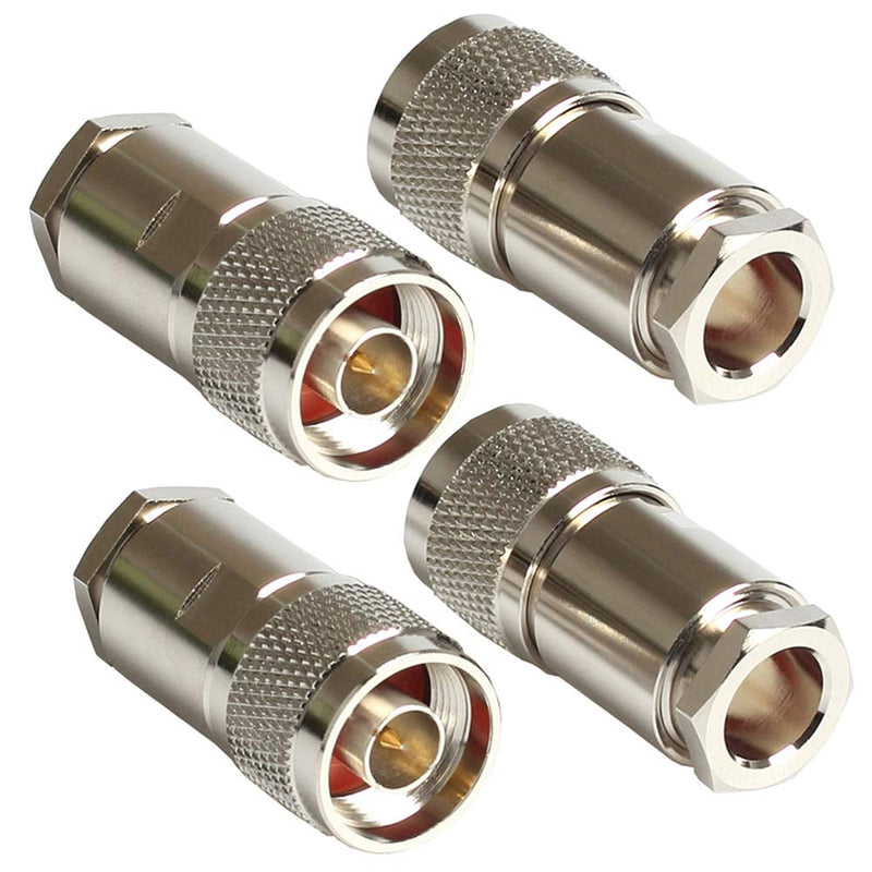 [Australia - AusPower] - N Connectors Male Rf Coaxial Connector for LMR400 Cable Belden 9913 RG8 Cable Nickel Machined Brass Construction (4piece clamp) 