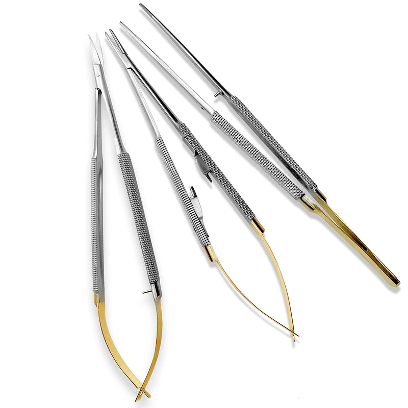 [Australia - AusPower] - SURGICAL ONLINE Premium Grade Castroviejo Micro Forceps, Scissors Set - Versatile Microsurgical Instrument, Corrosion Resistant Stainless Steel, Tungsten Carbide 
