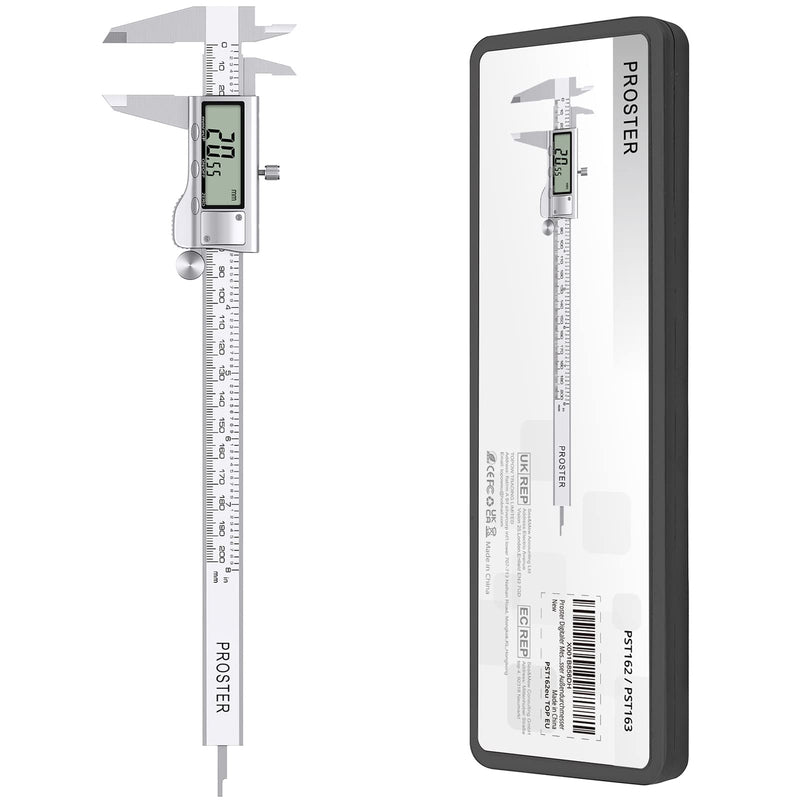 [Australia - AusPower] - Proster Digital Vernier Caliper 8inch 200mm - Stainless Steel Electronic Caliper Fractions/Inch/Metric Caliper Measuring Tool for Length Width Depth Inner Diameter Outer Diameter PSTTL358 