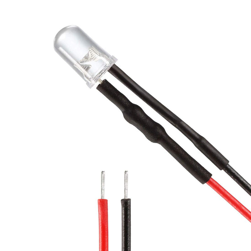 [Australia - AusPower] - uxcell 10Pcs 5mm Pre Wired LED, White DC3-6V Clear Lens, Light Emitting Diodes 