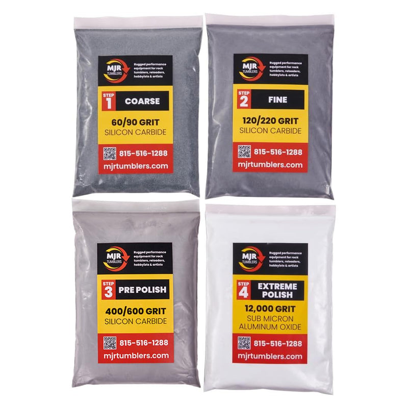 [Australia - AusPower] - Refill Grit Kit w MJR Tumblers Premium Quality Extreme Polish 12,000 Grit Sub Micron Aluminum Oxide Polish for Unparalleled Results. For 3lb Rock Tumblers w Silicon Carbide, Disabled and Veteran Owned for 3lb barrel 