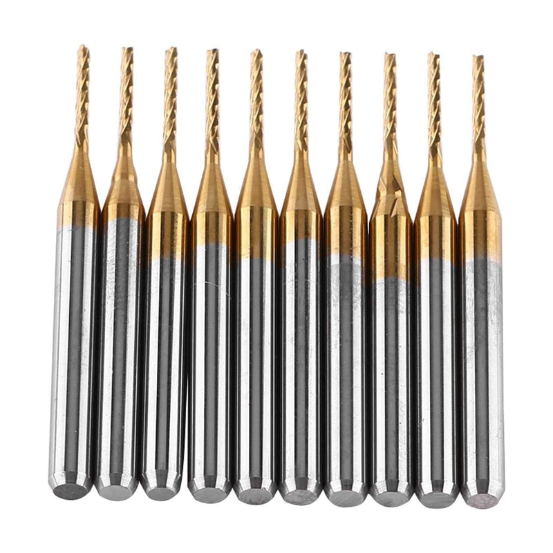 Akozon End Mill Coat Carbide End Mill, Pack of 10 Engraving Bits Cutter 3.175 mm x 1 mm CNC PCB Engraving Bit Set Stitch Tips Burrs