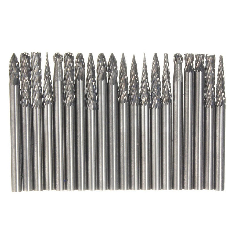 Yakamoz 20 Pieces Tungsten Carbide Double Cut Rotary Burr Set with 3 mm (1/8 Inch) Shank and 3 mm (1/8 Inch) Head Size 20pcs 3x3