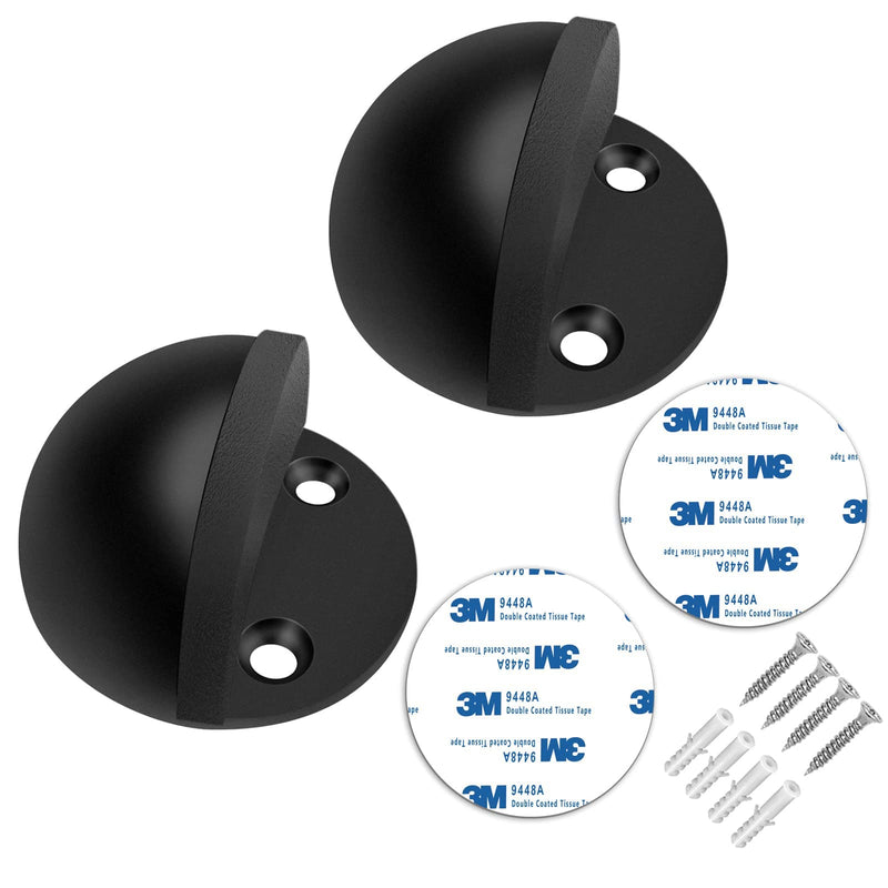 [Australia - AusPower] - Door Stopper, Floor Door Stop for Bottom of Door Black Rubber Bumper No Drilling Doorstop Wall Protector, 2 Pack 