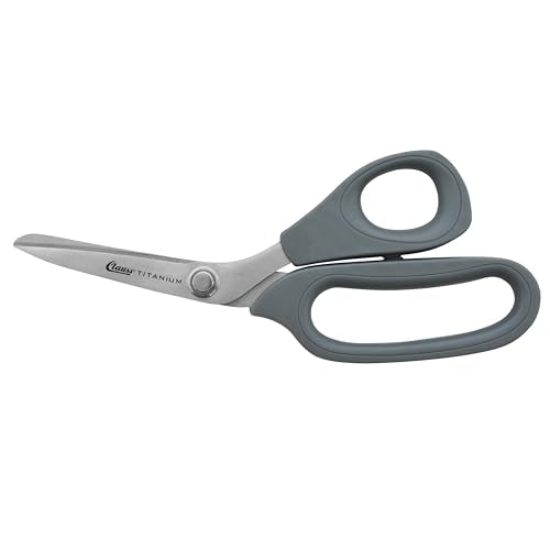 Clauss 19592 8-inch titanium bent Kevlar shear with ergonomic handle and sharp cutting blades