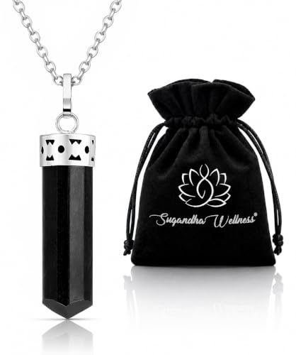 Black Tourmaline Necklace - Natural Healing Crystal Pendant for Powerful Protection from Negative Energy. Stress Relief. Raw Stone Jewelry for Men & Women