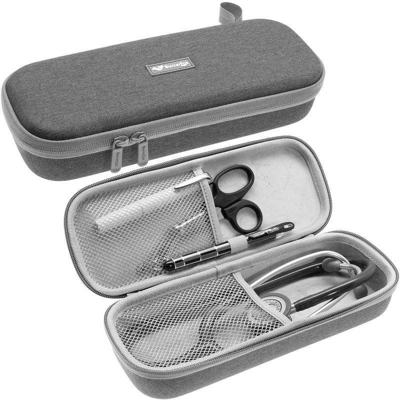 [Australia - AusPower] - ButterFox Semi Hard Stethoscope Carry Case, fits 3M Littmann Stethoscope and Other Accessories (Grey) Grey 