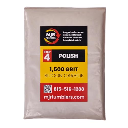 1500 Grit Silicon Carbide Rock Tumbler Polish, Stage 4 Super Fine Rock Polishing Grit 1 lb, Stone Polishing Compound for Rotary & Vibratory Tumblers, Lapidary Supply Bulk 1500 Grit Step 4