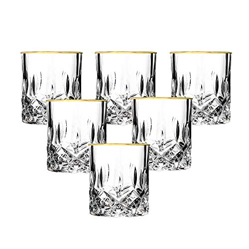 Lorren Home Trends Siena Collection Shot Glass Set with Gold Trim, 4X