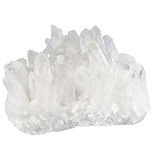 mookaitedecor Titanium Coated Natural Rock Crystal Cluster Geode Specimen Transparent White