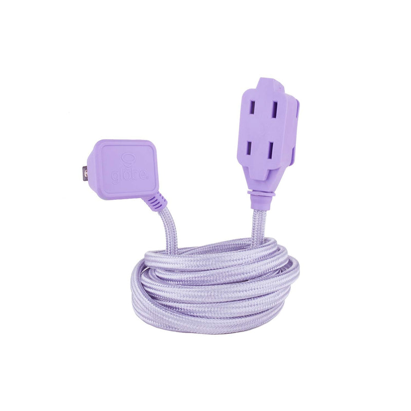 [Australia - AusPower] - Globe Electric 22892 Designer Series 9-ft Fabric Extension Cord, 3 Polarized Outlets, Right Angle Plug, 125 Volts, Metallic Purple 