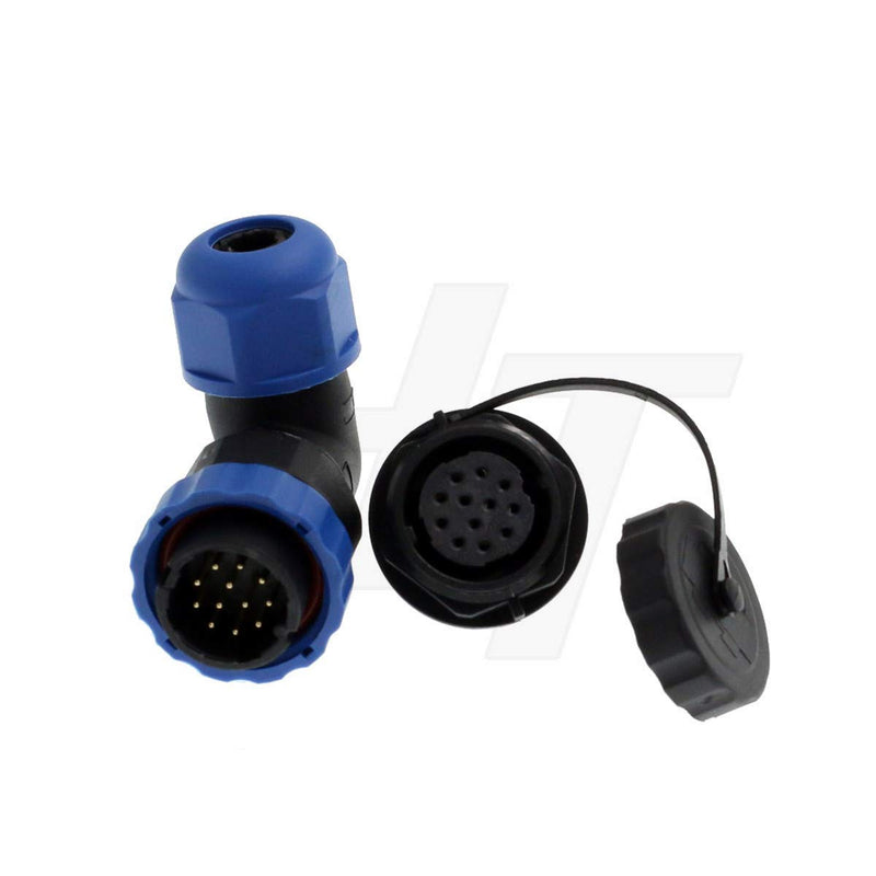 [Australia - AusPower] - HangTon SD20 Circular Aviation 12 Pin Connector Waterproof IP68 Right Angle Cable Plug Panel Mount Socket 