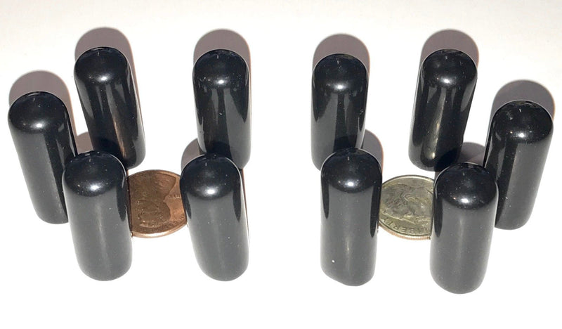 [Australia - AusPower] - SBDs (Pack of 25): 1/4"- 5/16" Round Black Vinyl Flexible End Cap Bolt Screw Rubber Thread Protector Safety Cover | for 0.250 Inch Pipe Post Tubing Rod OD Cover - 1" Inside Height 