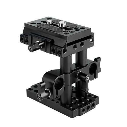 NICEYRIG 15mm Rail Riser Rig System Quick Release Base Kit with QR Plate 15mm Rod Riser Clamp Short Rods Applicable DSLR Camera