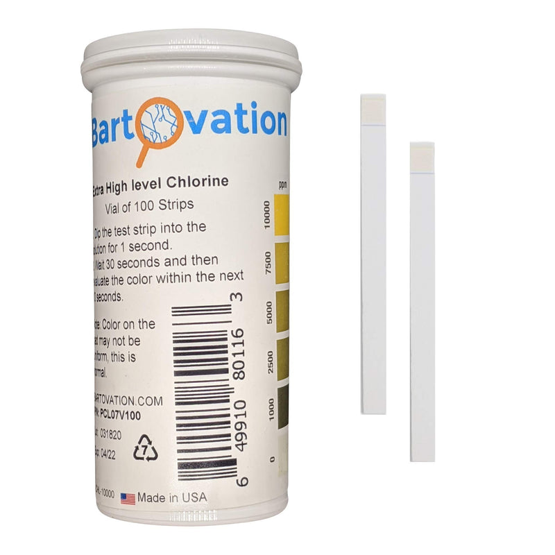 [Australia - AusPower] - Extra High-Level Chlorine Test Strips, 0-10,000 ppm [Vial of 100 Strips] 