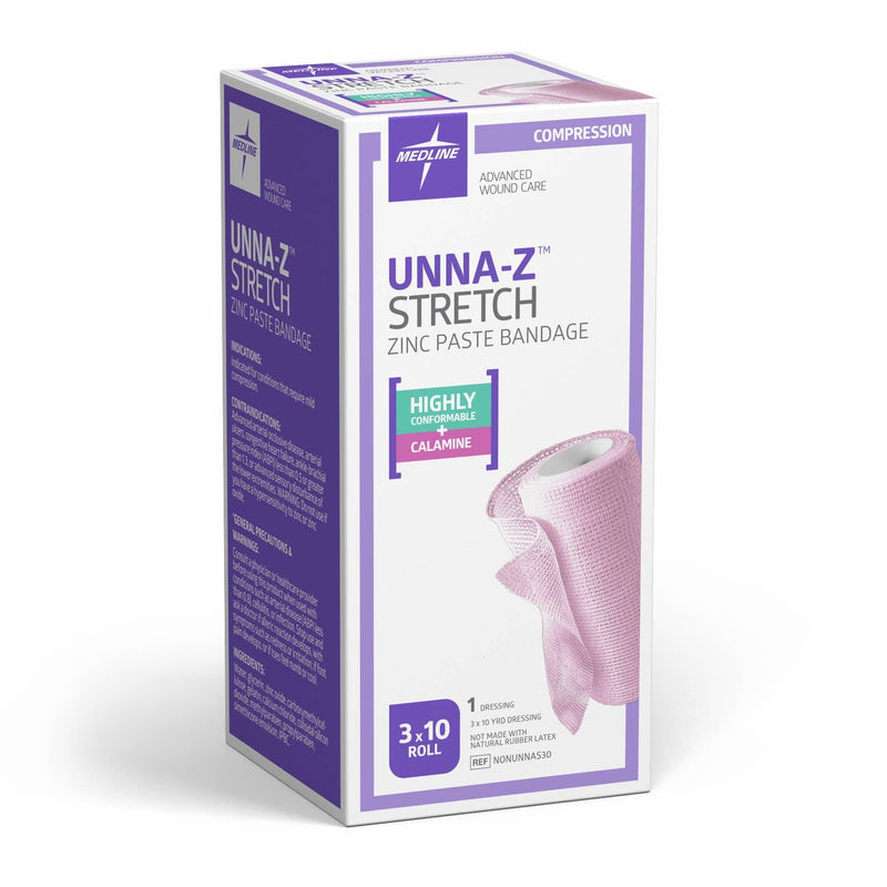 [Australia - AusPower] - Medline Unna-Z Stretch Zinc Oxide Compression Bandage with Calamine, 3" x 10 yd., Ideal for Conditions Requiring Mild Compression 