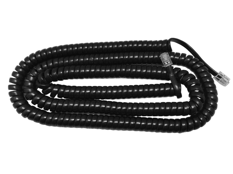 [Australia - AusPower] - The VoIP Lounge 25 Foot Gloss Black Long Handset Receiver Curly Coil Cord for Landline Phone 