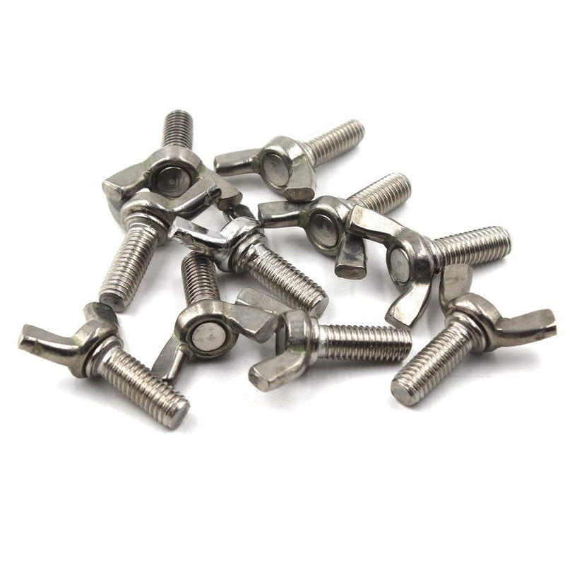 [Australia - AusPower] - 304 Stainless Steel Wing Bolt Set M6x20 Hand Twist Screw Butterfly Screw Sets 30PCS 