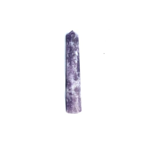 Jet Lepidolite Obelisk Tower - Natural Polished Crystal Point for Home Decor & Desk Display, Calming Lavender Stone, Gift-Ready (3-3.5 Approx).
