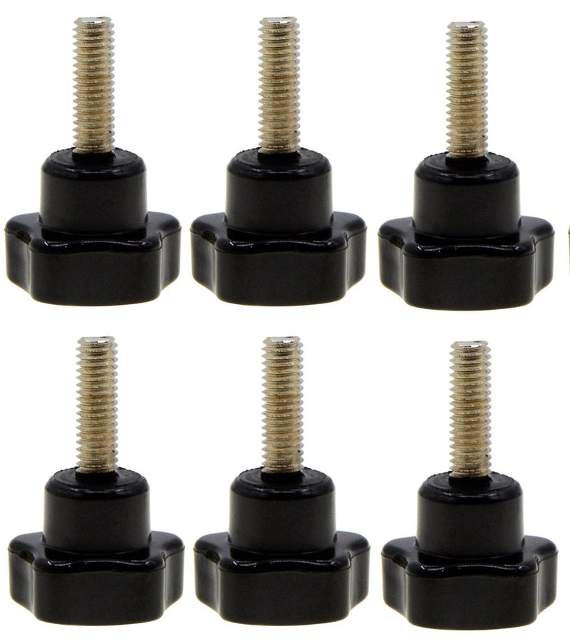 [Australia - AusPower] - YXQ M6 Star Hand Knob Clamping Tightening Replacement Black Plastic (6Pcs) M6x25x20(6Pcs) 
