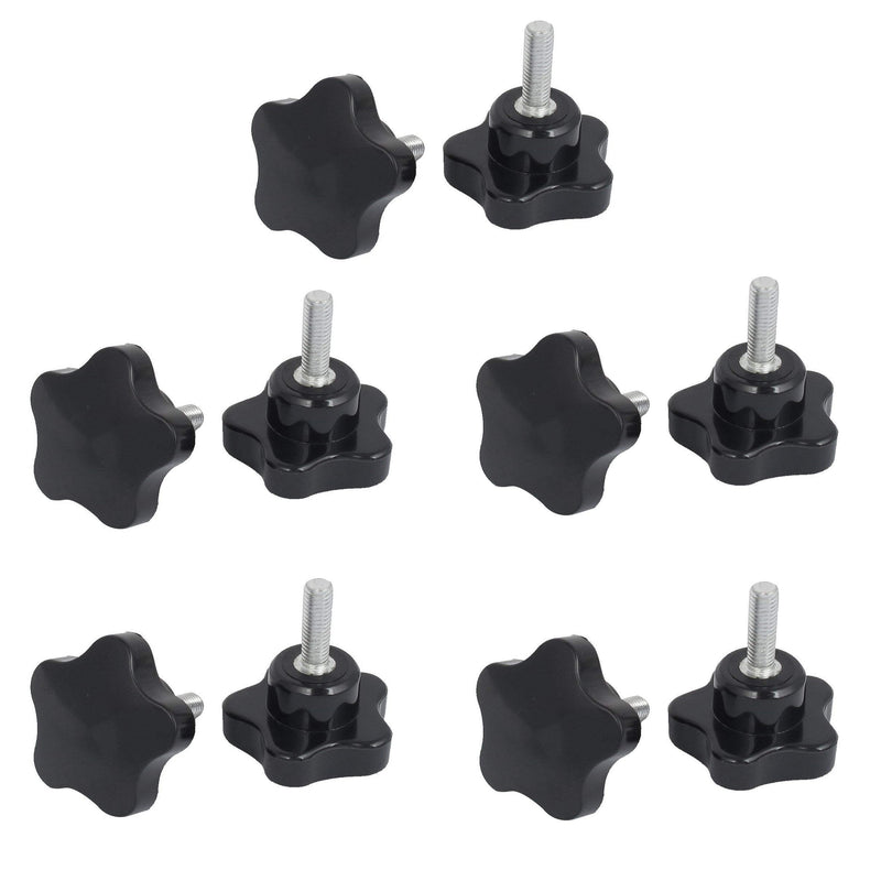 [Australia - AusPower] - 10Pcs Star Stud Knob, M8 x 20mm Star Screw Hand Knob Male Thread Tightening Screw Grip Handle Black Screw Fastener M8x20 