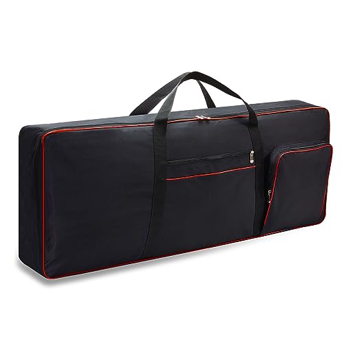 61 Key Keyboard Case Gig Bag Padded, Keyboard Cover, Portable Electric Keyboard Piano 600D Oxford Cloth with 10mm Cotton Case Gig Bag 40.1"x15.7"x4.7" GJB54 (black+red)