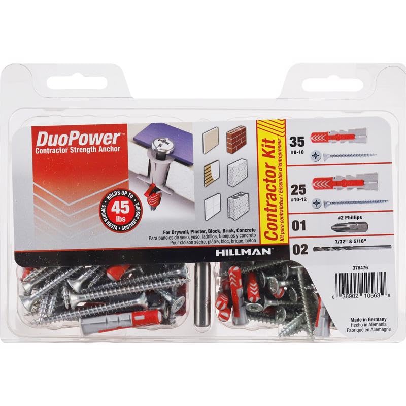 [Australia - AusPower] - Hillman 376476 DuoPower Contractor-Strength Anchor Kit (#8 & #10), White 