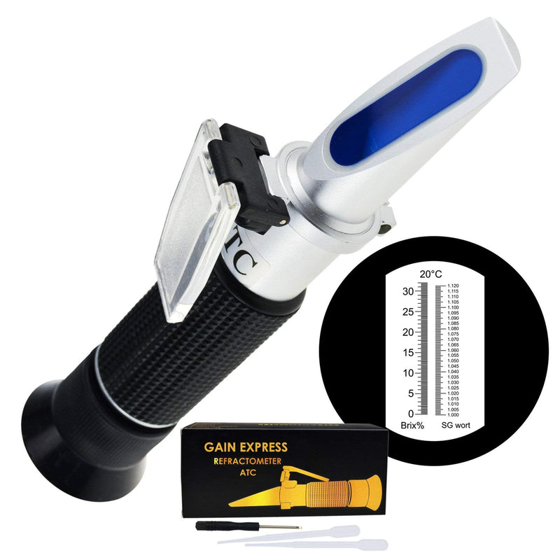 [Australia - AusPower] - Beer Brix & Specific Gravity Refractometer with ATC Optic Dual Scale 0~32% Brix 1.000-1.120 SG Wine Wort Making Beer Brewing Fruit Juice Hops Sugar Homebrew Kit 