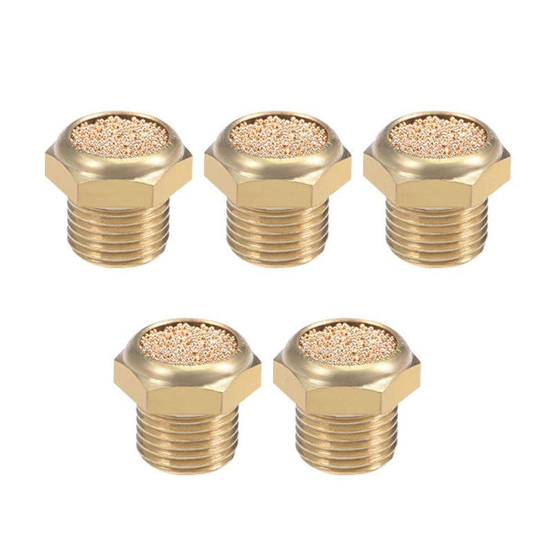 [Australia - AusPower] - uxcell 1/8 PT Sintered Bronze Exhaust Muffler with Brass Body Flat 5pcs 