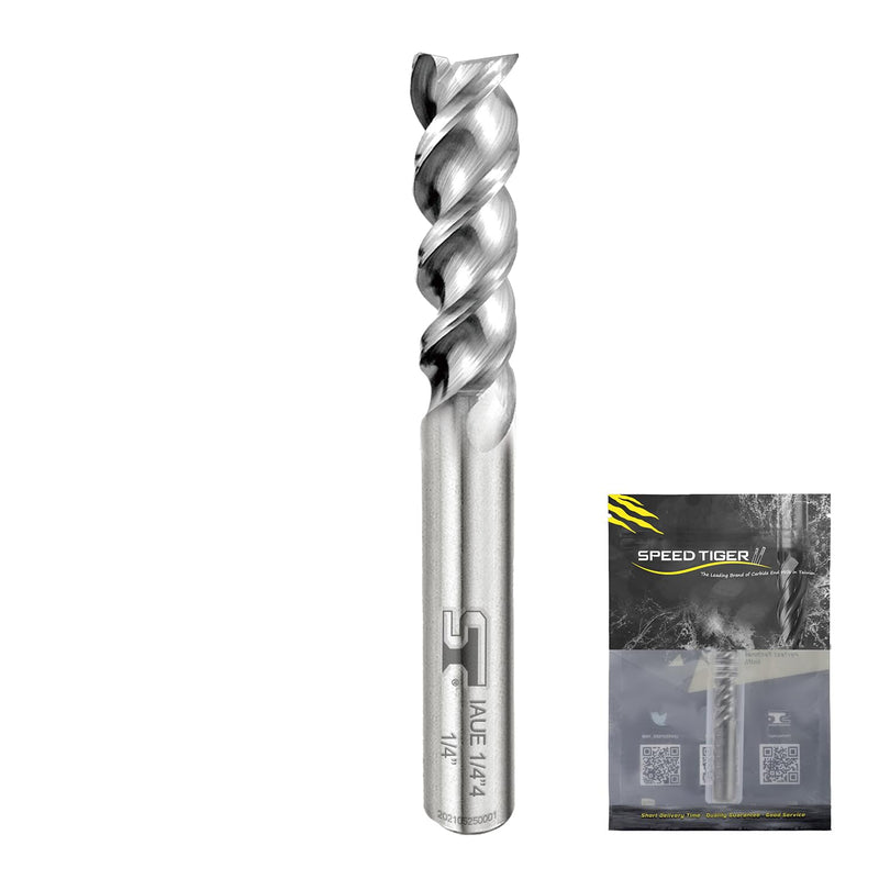 [Australia - AusPower] - SPEED TIGER Carbide Square End Mill - 3 Flute - IAUE3/8"3 (1 Piece, 3/8") - High Feed U-Type Design - for Roughing and Finishing - for Milling Aluminum Applications – Professional Mill Bits Sets 1 3/8 in 